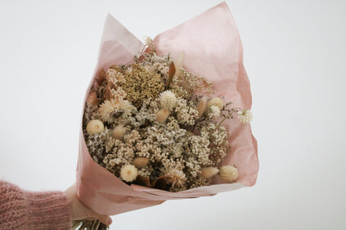 Bouquet sec blanc et beige