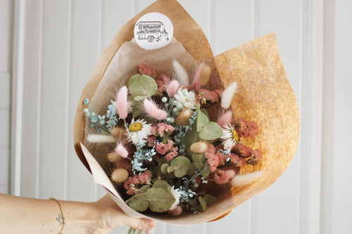 Bouquet sec bleu et saumon - Equinoxe